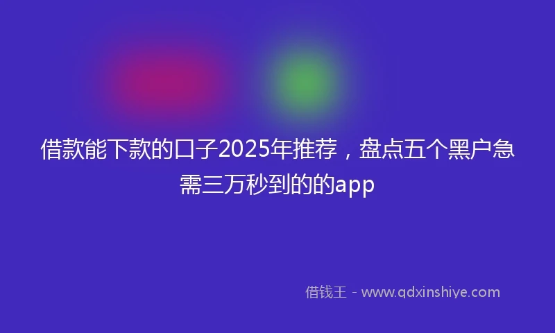 借款能下款的口子2025年推荐，盘点五个黑户急需三万秒到的的app