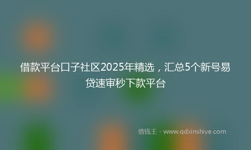 借款平台口子社区2025年精选，汇总5个新号易贷速审秒下款平台