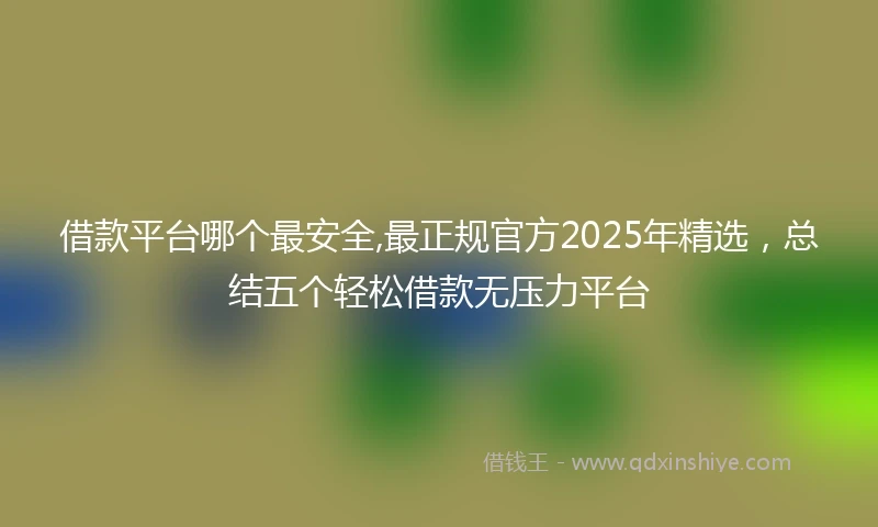 借款平台哪个最安全,最正规官方2025年精选，总结五个轻松借款无压力平台