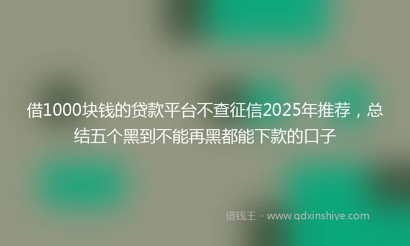 借1000块钱的贷款平台不查征信2025年推荐，总结五个黑到不能再黑都能下款的口子