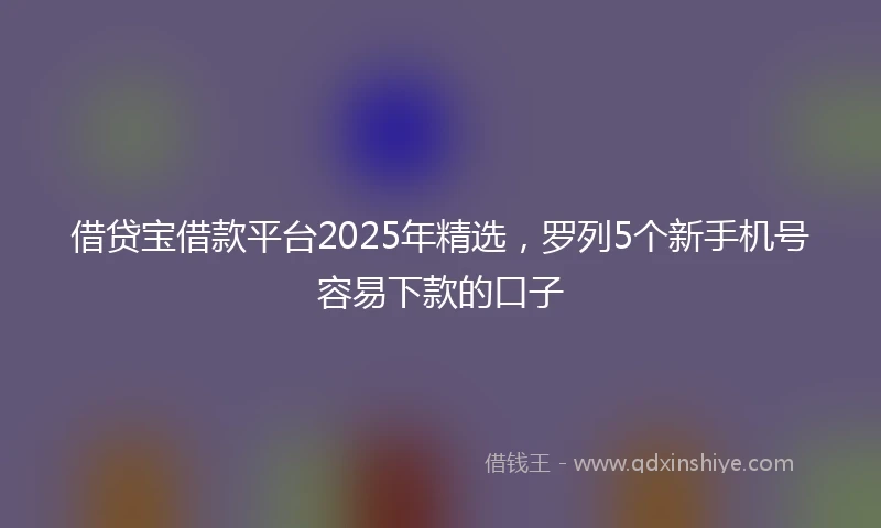 借贷宝借款平台2025年精选，罗列5个新手机号容易下款的口子
