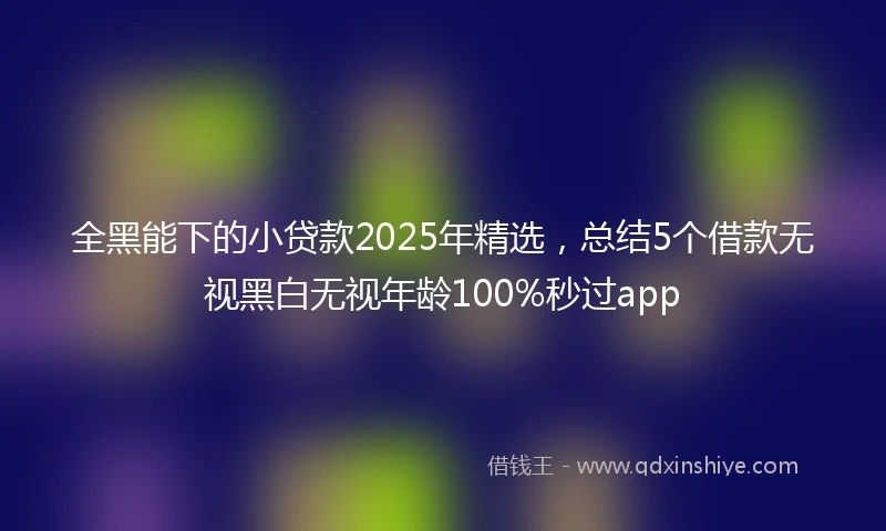 全黑能下的小贷款2025年精选，总结5个借款无视黑白无视年龄100%秒过app