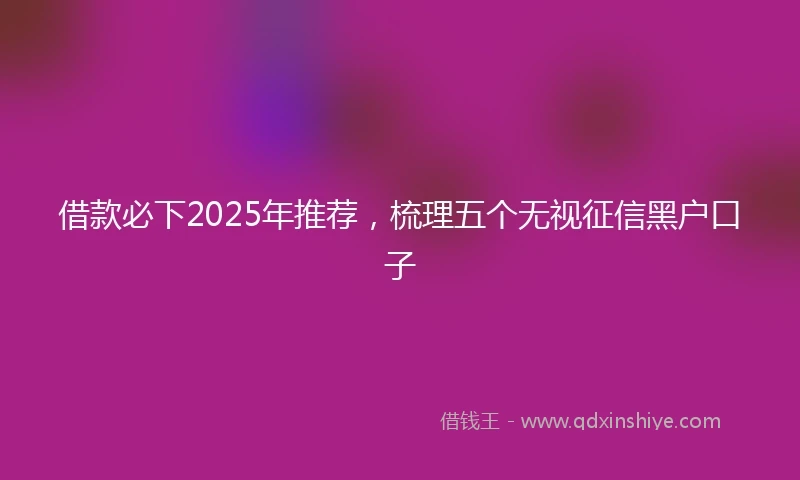 借款必下2025年推荐，梳理五个无视征信黑户口子