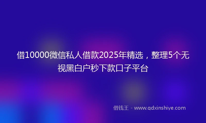 借10000微信私人借款2025年精选，整理5个无视黑白户秒下款口子平台