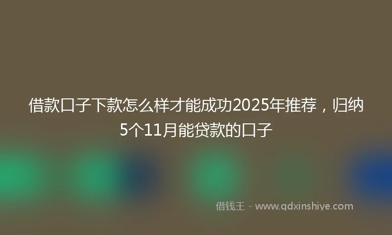 借款口子下款怎么样才能成功2025年推荐，归纳5个11月能贷款的口子