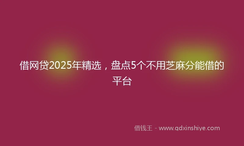 借网贷2025年精选，盘点5个不用芝麻分能借的平台