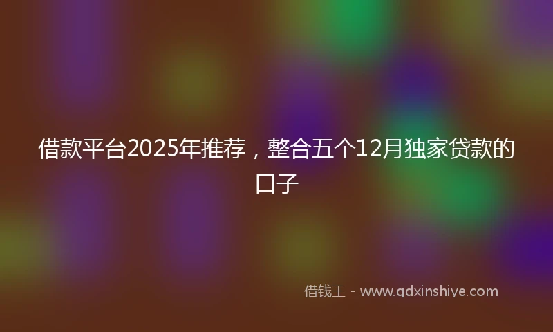 借款平台2025年推荐，整合五个12月独家贷款的口子