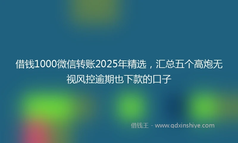 借钱1000微信转账2025年精选，汇总五个高炮无视风控逾期也下款的口子