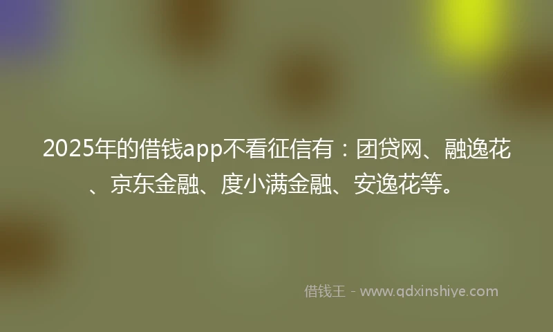 2025年的借钱app不看征信有：团贷网、融逸花、京东金融、度小满金融、安逸花等。