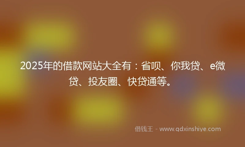 2025年的借款网站大全有：省呗、你我贷、e微贷、投友圈、快贷通等。