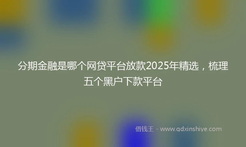 分期金融是哪个网贷平台放款2025年精选，梳理五个黑户下款平台