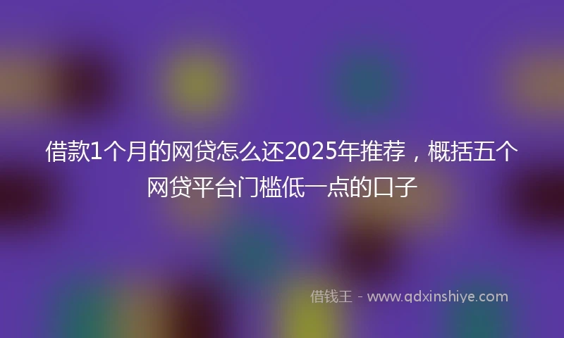 借款1个月的网贷怎么还2025年推荐，概括五个网贷平台门槛低一点的口子