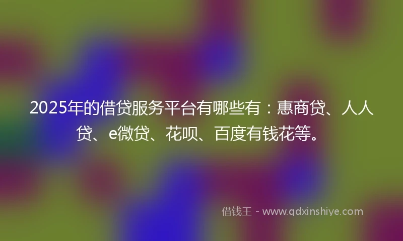 2025年的借贷服务平台有哪些有：惠商贷、人人贷、e微贷、花呗、百度有钱花等。