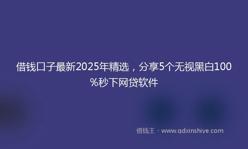 借钱口子最新2025年精选，分享5个无视黑白100%秒下网贷软件
