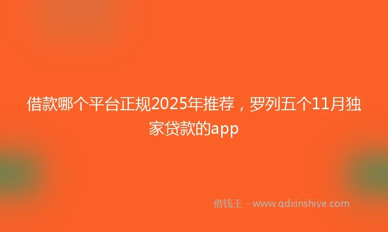 借款哪个平台正规2025年推荐，罗列五个11月独家贷款的app