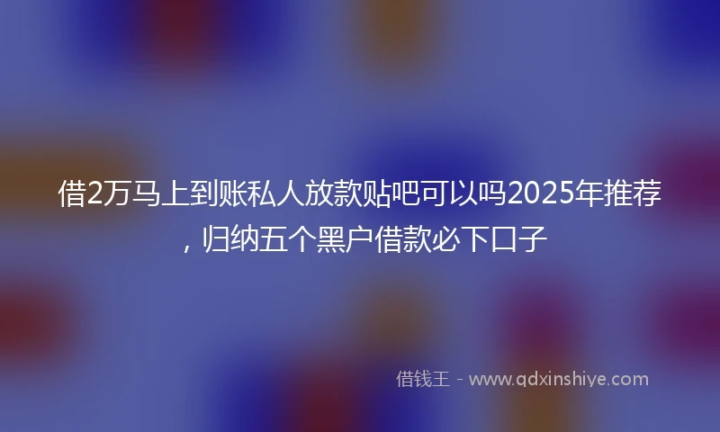 借2万马上到账私人放款贴吧可以吗2025年推荐，归纳五个黑户借款必下口子