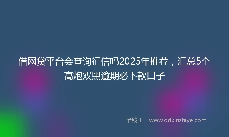 借网贷平台会查询征信吗2025年推荐，汇总5个高炮双黑逾期必下款口子