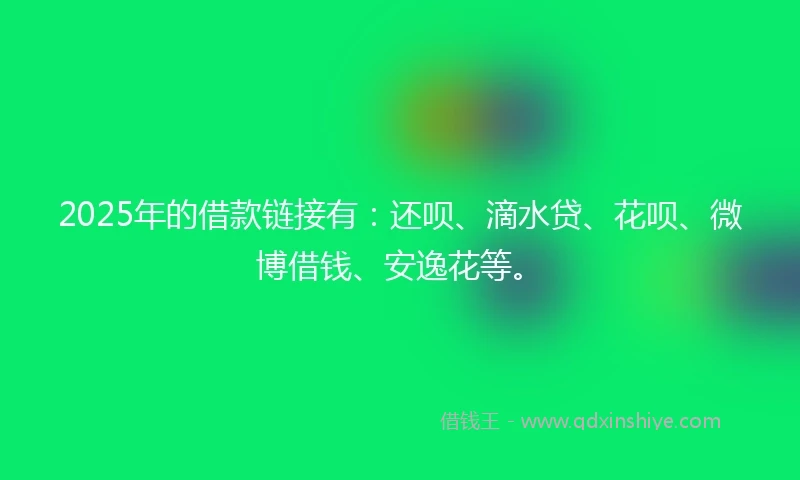 2025年的借款链接有：还呗、滴水贷、花呗、微博借钱、安逸花等。