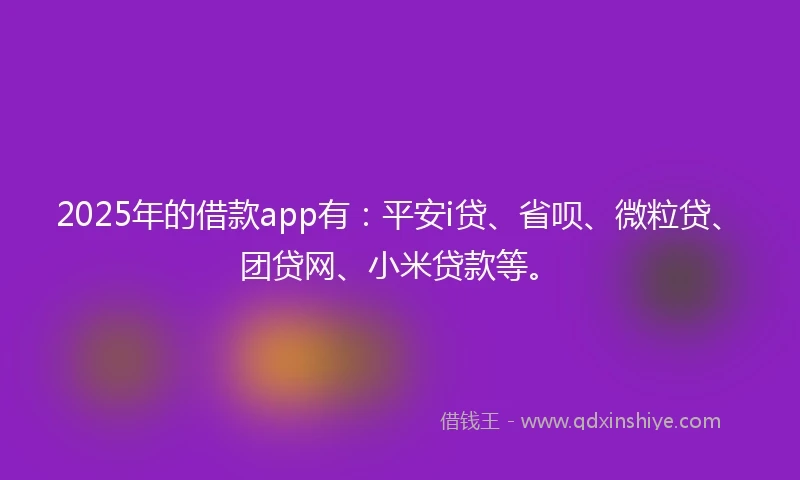 2025年的借款app有：平安i贷、省呗、微粒贷、团贷网、小米贷款等。
