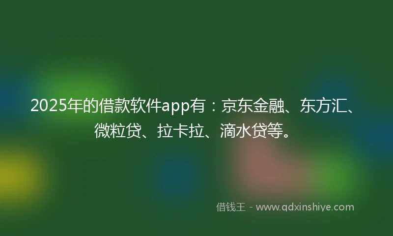 2025年的借款软件app有：京东金融、东方汇、微粒贷、拉卡拉、滴水贷等。