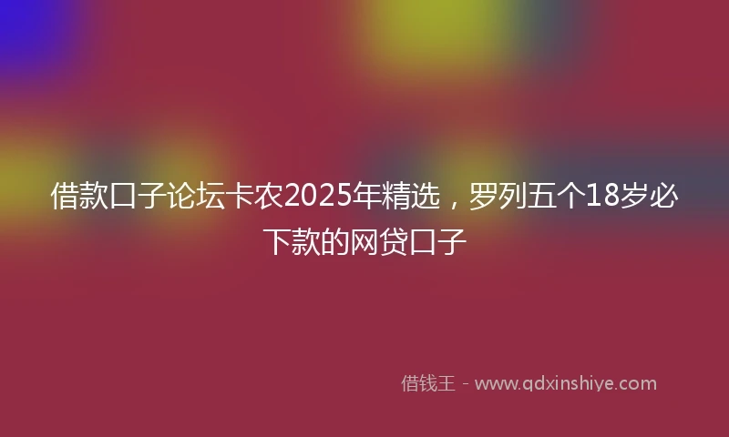 借款口子论坛卡农2025年精选，罗列五个18岁必下款的网贷口子