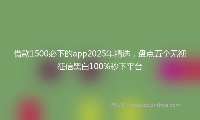 借款1500必下的app2025年精选，盘点五个无视征信黑白100%秒下平台