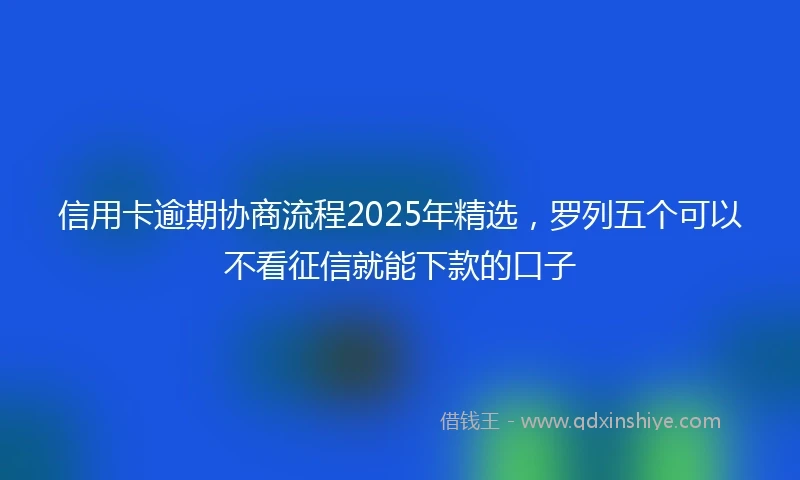 信用卡逾期协商流程2025年精选，罗列五个可以不看征信就能下款的口子