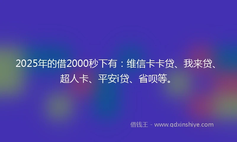 2025年的借2000秒下有:维信卡卡贷、我来贷、超人卡、平安i贷、省呗等。