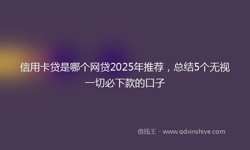 信用卡贷是哪个网贷2025年推荐，总结5个无视一切必下款的口子