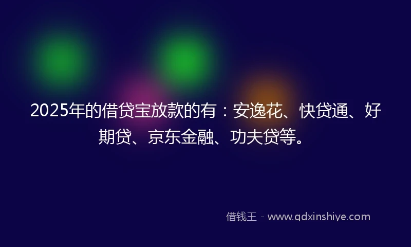 2025年的借贷宝放款的有：安逸花、快贷通、好期贷、京东金融、功夫贷等。