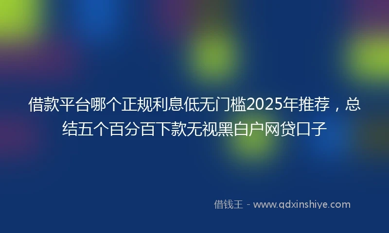 借款平台哪个正规利息低无门槛2025年推荐，总结五个百分百下款无视黑白户网贷口子