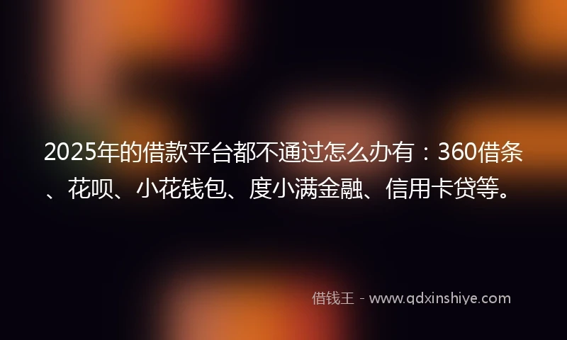 2025年的借款平台都不通过怎么办有：360借条、花呗、小花钱包、度小满金融、信用卡贷等。