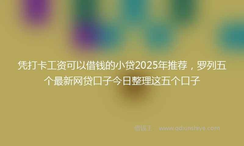 凭打卡工资可以借钱的小贷2025年推荐，罗列五个最新网贷口子今日整理这五个口子