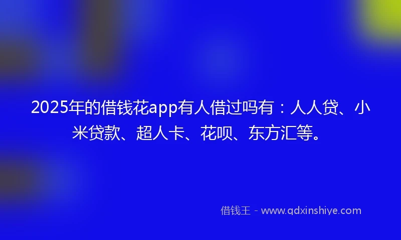 2025年的借钱花app有人借过吗有：人人贷、小米贷款、超人卡、花呗、东方汇等。