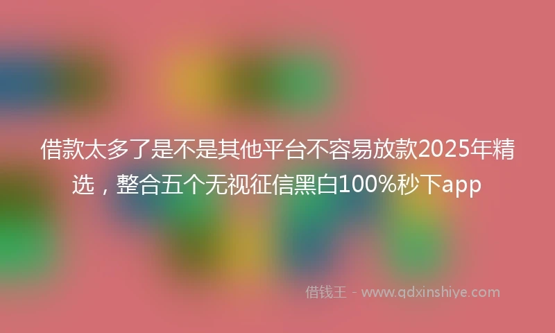 借款太多了是不是其他平台不容易放款2025年精选，整合五个无视征信黑白100%秒下app