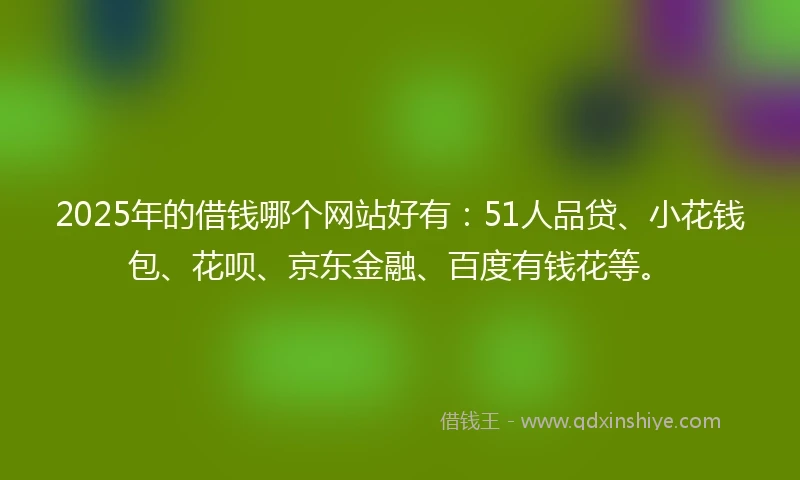 2025年的借钱哪个网站好有：51人品贷、小花钱包、花呗、京东金融、百度有钱花等。