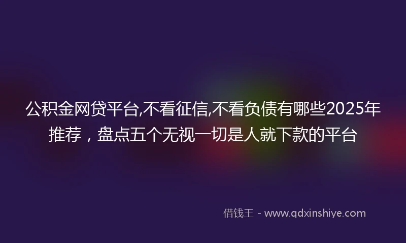 公积金网贷平台,不看征信,不看负债有哪些2025年推荐，盘点五个无视一切是人就下款的平台