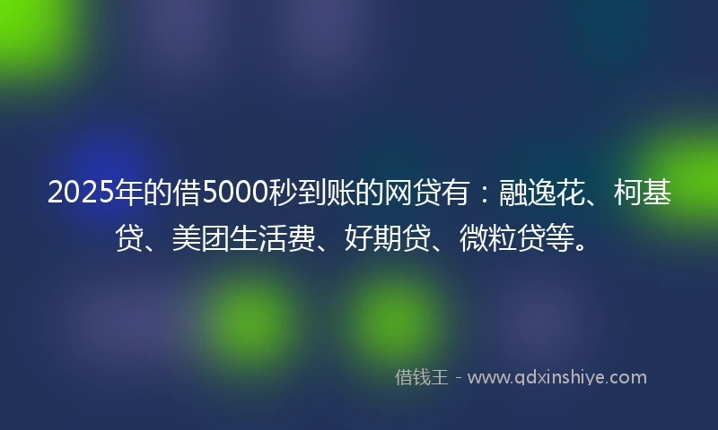 2025年的借5000秒到账的网贷有：融逸花、柯基贷、美团生活费、好期贷、微粒贷等。