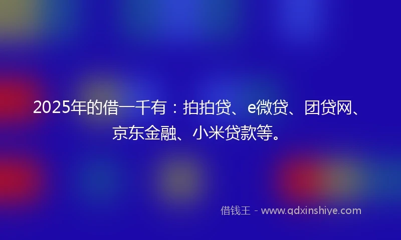 2025年的借一千有：拍拍贷、e微贷、团贷网、京东金融、小米贷款等。