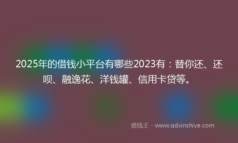2025年的借钱小平台有哪些2023有：替你还、还呗、融逸花、洋钱罐、信用卡贷等。
