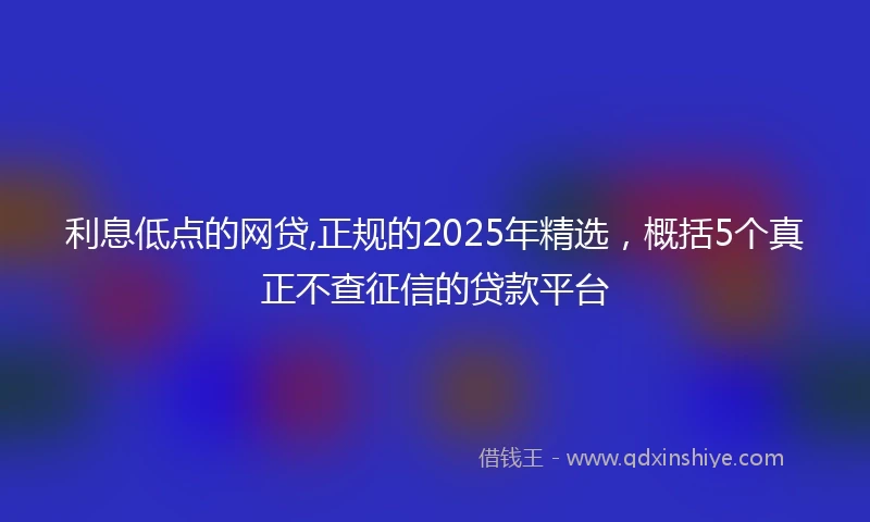 利息低点的网贷,正规的2025年精选，概括5个真正不查征信的贷款平台