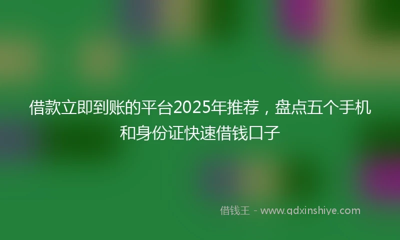 借款立即到账的平台2025年推荐，盘点五个手机和身份证快速借钱口子