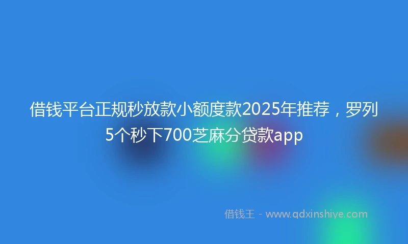 借钱平台正规秒放款小额度款2025年推荐，罗列5个秒下700芝麻分贷款app