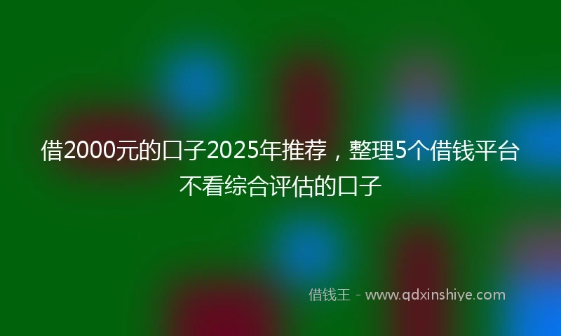 借2000元的口子2025年推荐，整理5个借钱平台不看综合评估的口子