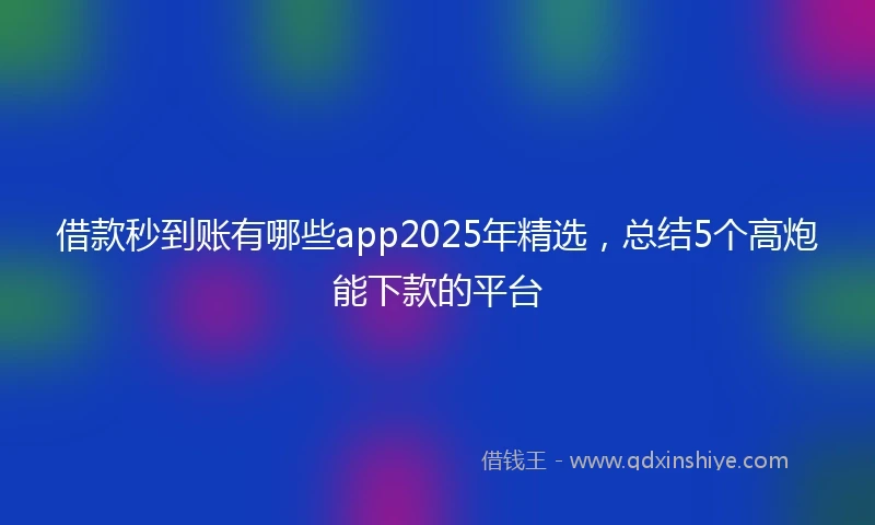借款秒到账有哪些app2025年精选，总结5个高炮能下款的平台