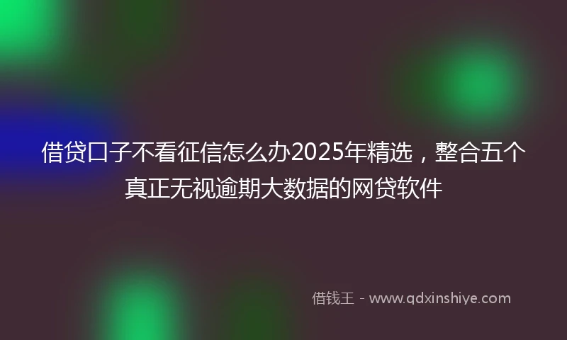 借贷口子不看征信怎么办2025年精选，整合五个真正无视逾期大数据的网贷软件