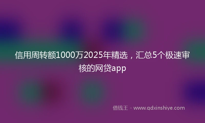 信用周转额1000万2025年精选，汇总5个极速审核的网贷app