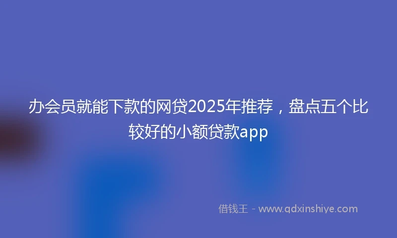 办会员就能下款的网贷2025年推荐，盘点五个比较好的小额贷款app