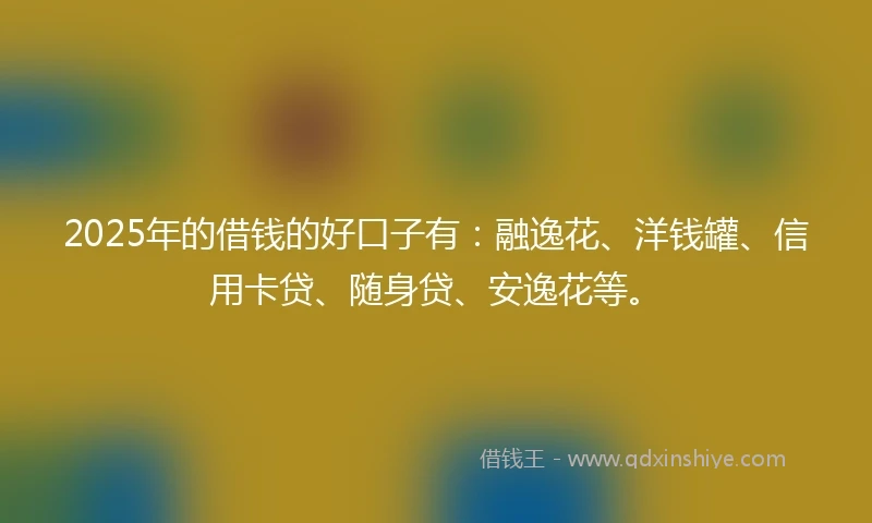 2025年的借钱的好口子有：融逸花、洋钱罐、信用卡贷、随身贷、安逸花等。