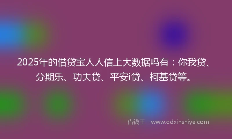 2025年的借贷宝人人信上大数据吗有：你我贷、分期乐、功夫贷、平安i贷、柯基贷等。